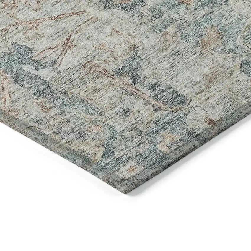 Green Blue And Gray Oriental Washable Indoor Outdoor Area Rug Photo 5