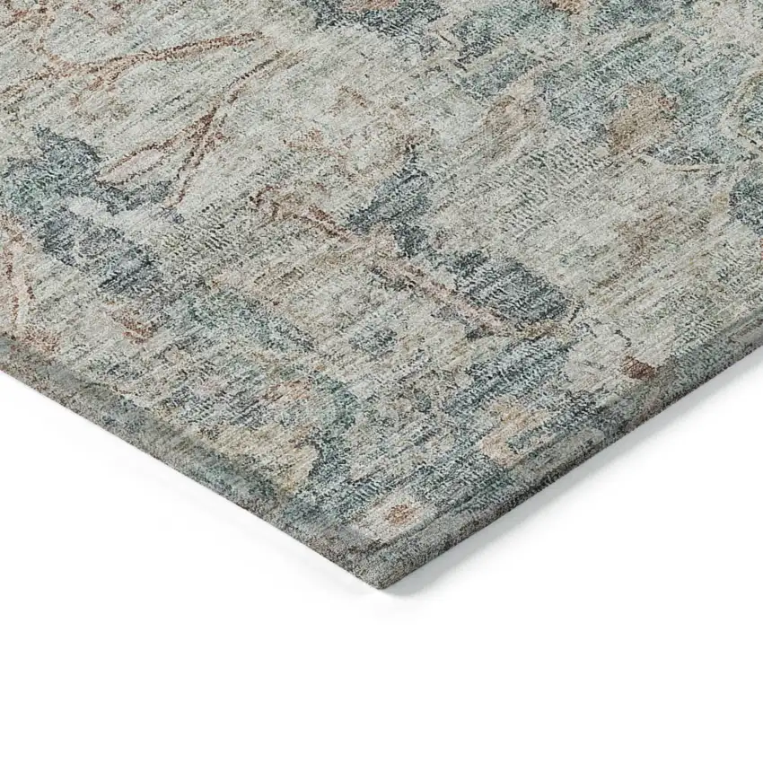 Green Blue And Gray Oriental Washable Indoor Outdoor Area Rug Photo 5