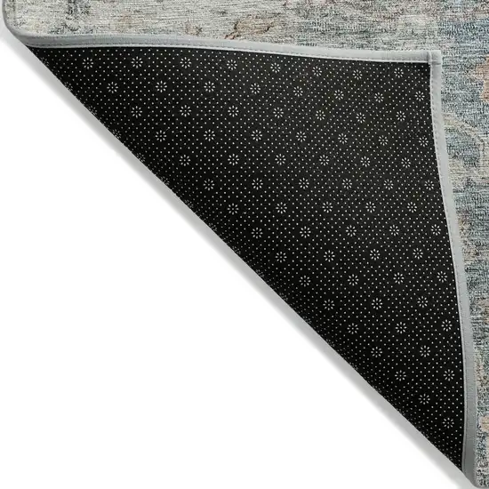 Green Blue And Gray Oriental Washable Indoor Outdoor Area Rug Photo 4