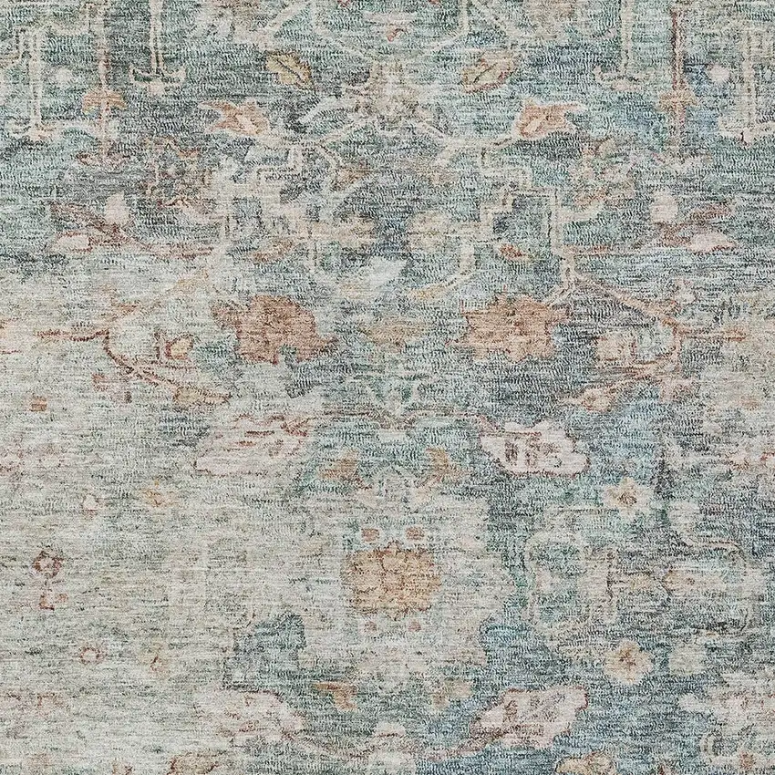 Green Blue And Gray Oriental Washable Indoor Outdoor Area Rug Photo 6