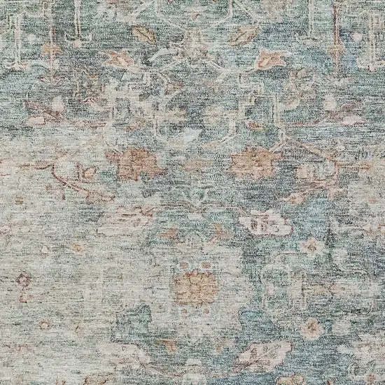 Green Blue And Gray Oriental Washable Indoor Outdoor Area Rug Photo 6