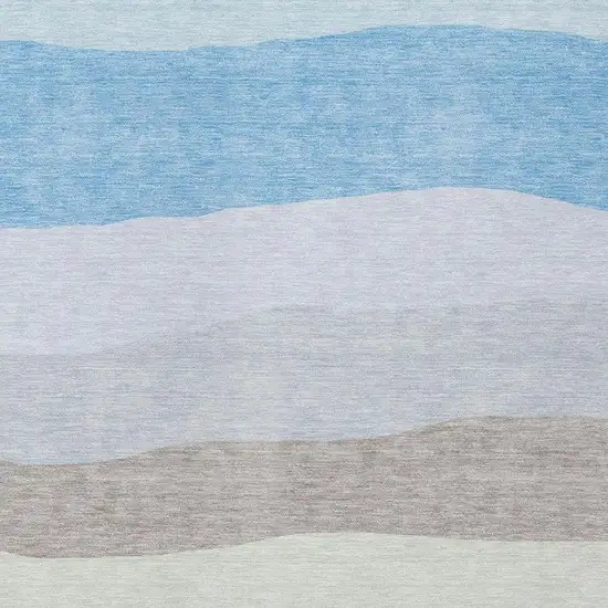 Green Blue And Gray Striped Washable Indoor Outdoor Area Rug Photo 3