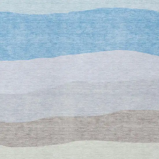 Green Blue And Gray Striped Washable Indoor Outdoor Area Rug Photo 7