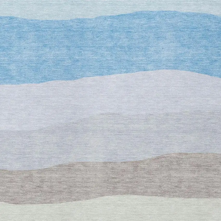 Green Blue And Gray Striped Washable Indoor Outdoor Area Rug Photo 7