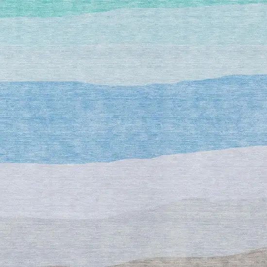 Green Blue And Gray Striped Washable Indoor Outdoor Area Rug Photo 3