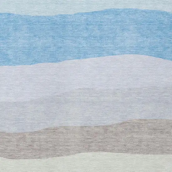 Green Blue And Gray Striped Washable Indoor Outdoor Area Rug Photo 3