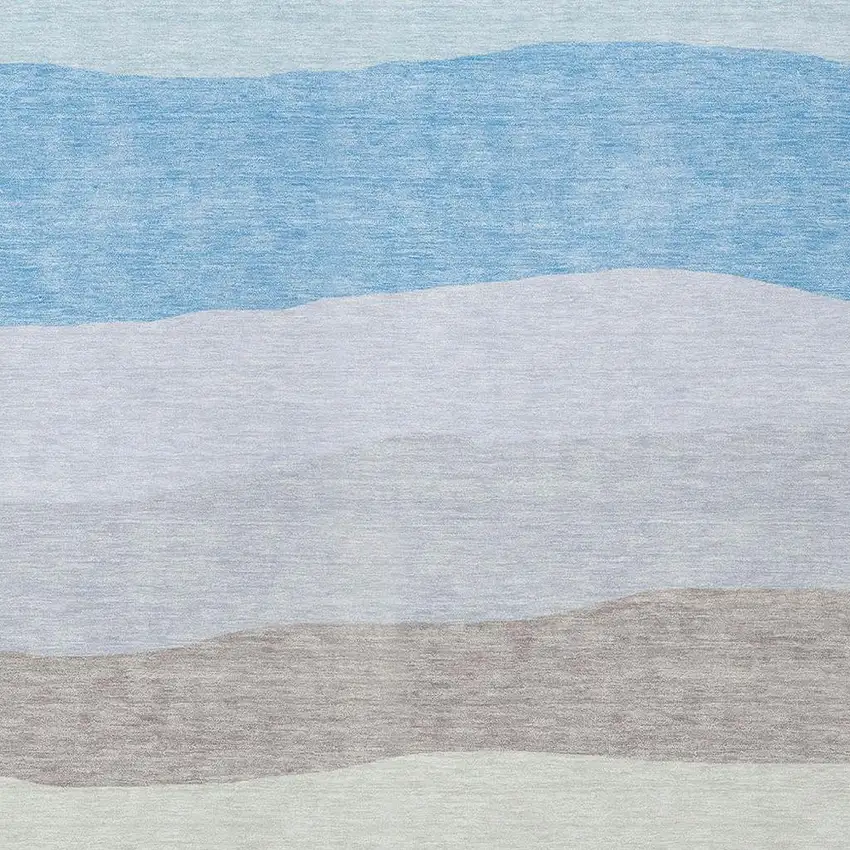 Green Blue And Gray Striped Washable Indoor Outdoor Area Rug Photo 3