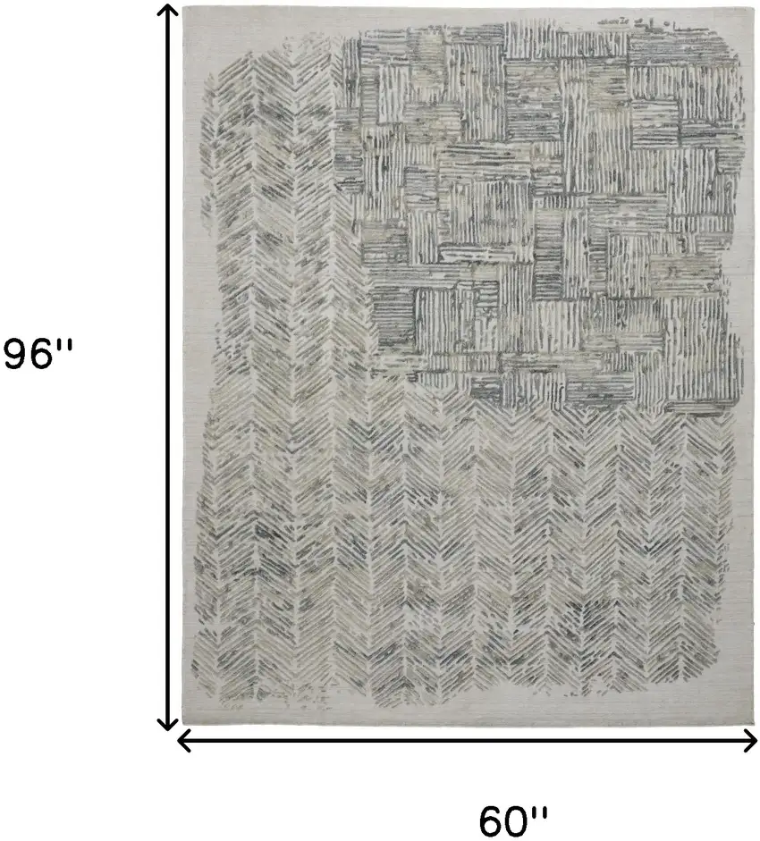 Green Blue And Ivory Abstract Hand Woven Area Rug Photo 10