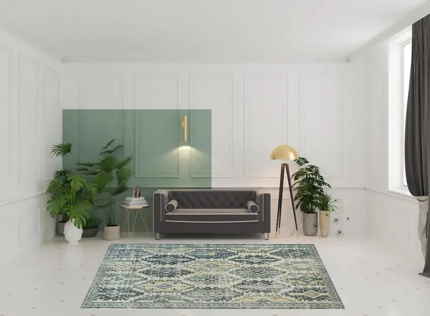 Green Blue And Ivory Abstract Power Loom Distressed Stain Resistant Area Rug Photo 2