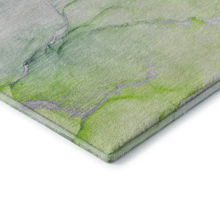 Green Blue And Ivory Abstract Washable Area Rug With UV Protection Photo 9