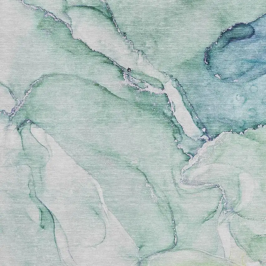 Green Blue And Ivory Abstract Washable Area Rug With UV Protection Photo 5