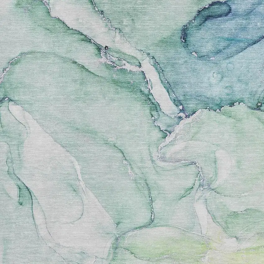 Green Blue And Ivory Abstract Washable Area Rug With UV Protection Photo 4