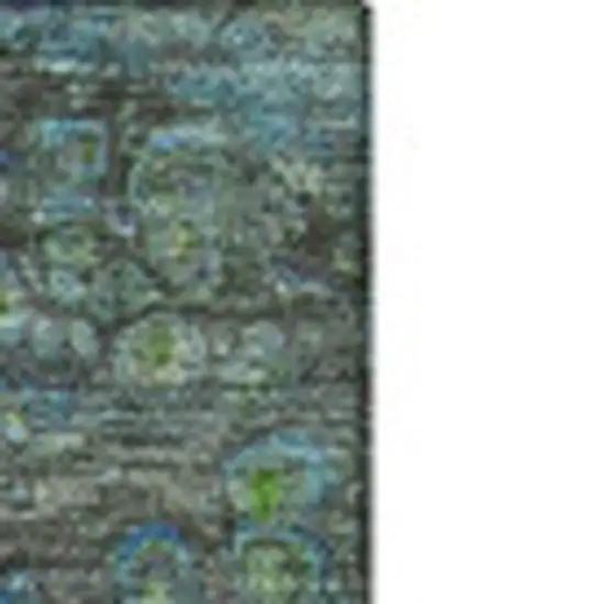 Green Blue And Ivory Abstract Washable Area Rug With UV Protection Photo 5