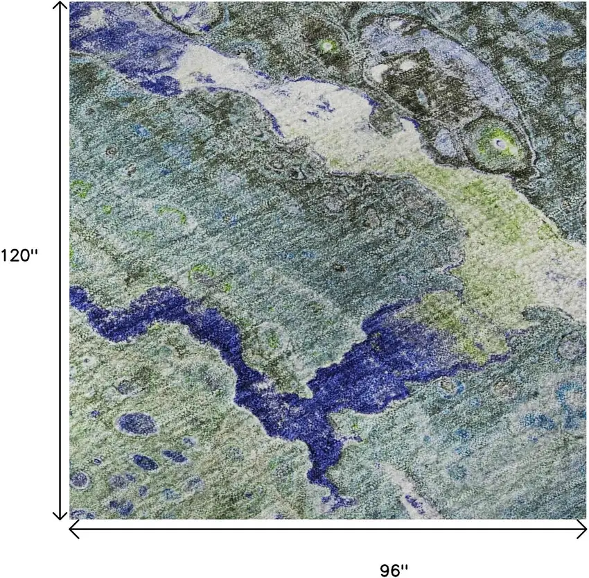 Green Blue And Ivory Abstract Washable Area Rug With UV Protection Photo 9