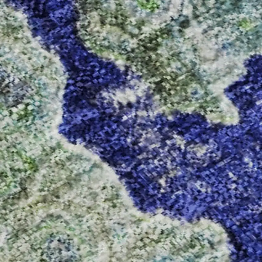 Green Blue And Ivory Abstract Washable Area Rug With UV Protection Photo 3