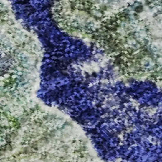 Green Blue And Ivory Abstract Washable Area Rug With UV Protection Photo 2