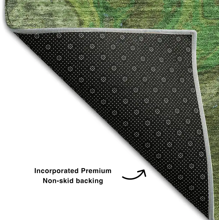 Green Blue And Ivory Abstract Washable Area Rug With UV Protection Photo 6