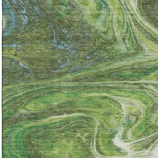 Green Blue And Ivory Abstract Washable Area Rug With UV Protection Photo 2
