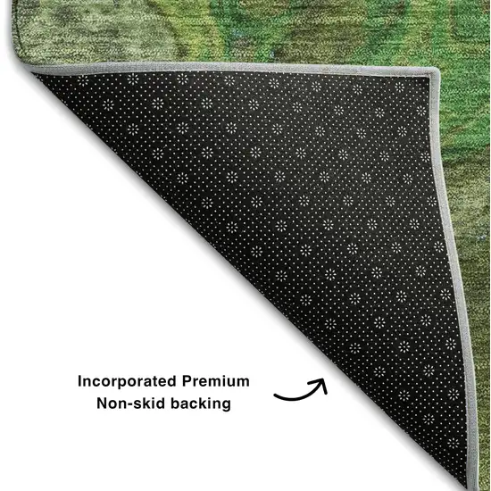 Green Blue And Ivory Abstract Washable Area Rug With UV Protection Photo 6