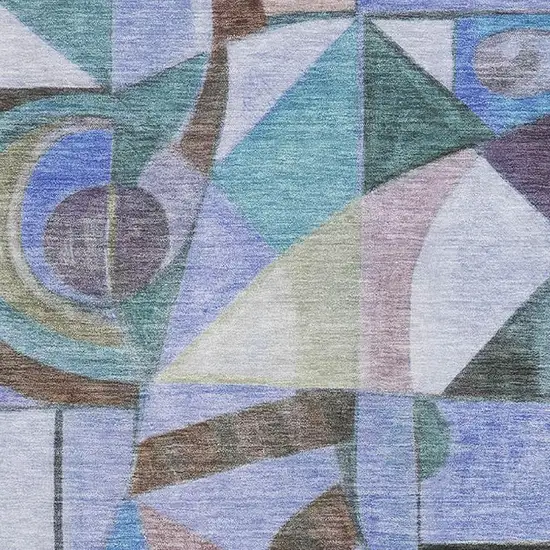 Green Blue And Ivory Abstract Washable Area Rug With UV Protection Photo 2