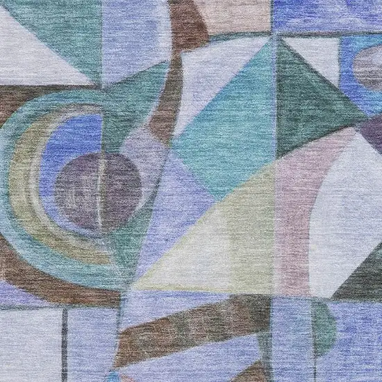Green Blue And Ivory Abstract Washable Area Rug With UV Protection Photo 2