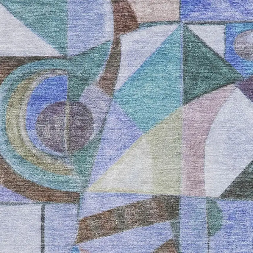 Green Blue And Ivory Abstract Washable Area Rug With UV Protection Photo 2