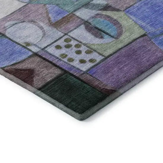 Green Blue And Ivory Abstract Washable Area Rug With UV Protection Photo 7