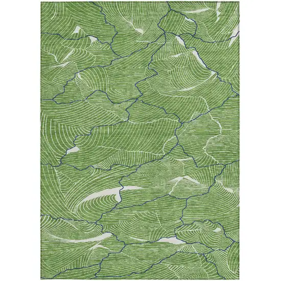 Green Blue And Ivory Abstract Washable Indoor Outdoor Area Rug Photo 6
