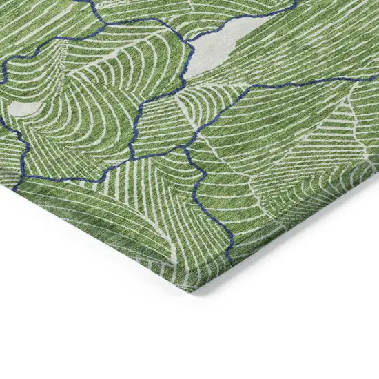 Green Blue And Ivory Abstract Washable Indoor Outdoor Area Rug Photo 3