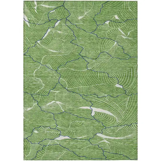Green Blue And Ivory Abstract Washable Indoor Outdoor Area Rug Photo 2