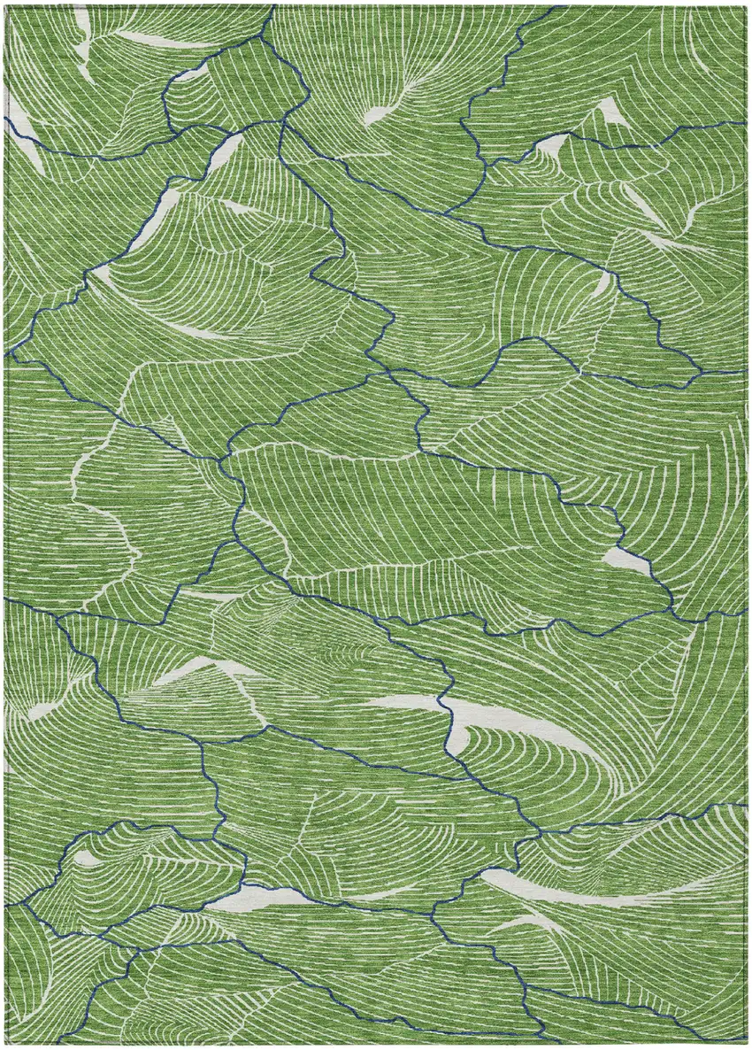 Green Blue And Ivory Abstract Washable Indoor Outdoor Area Rug Photo 2