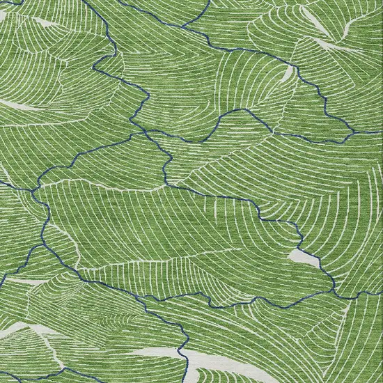 Green Blue And Ivory Abstract Washable Indoor Outdoor Area Rug Photo 6