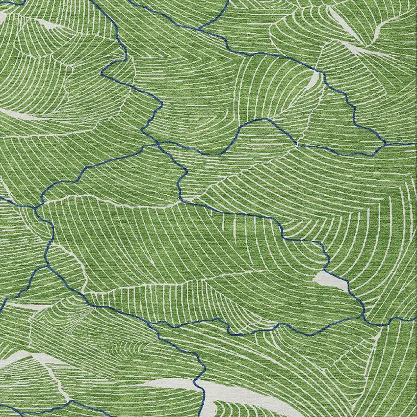 Green Blue And Ivory Abstract Washable Indoor Outdoor Area Rug Photo 6