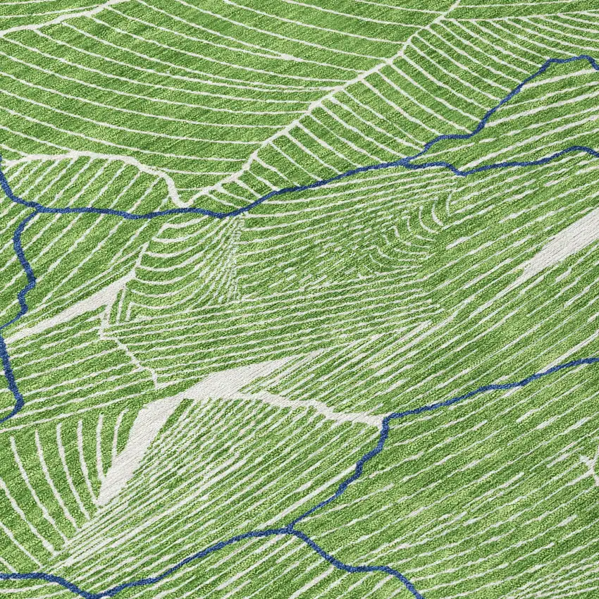 Green Blue And Ivory Abstract Washable Indoor Outdoor Area Rug Photo 4