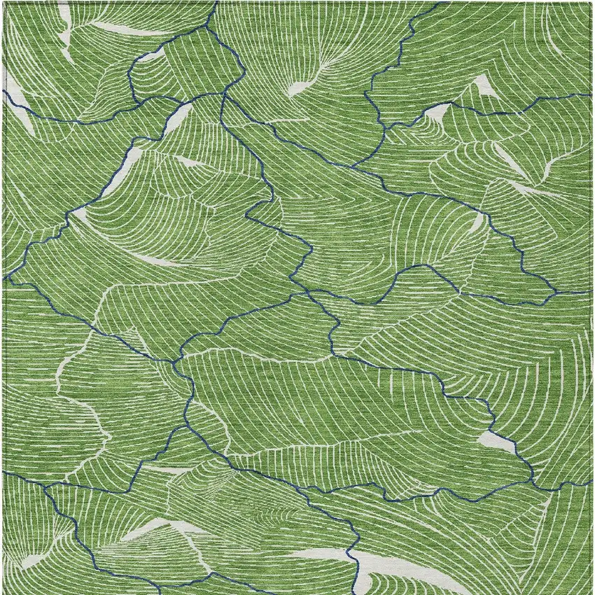 Green Blue And Ivory Abstract Washable Indoor Outdoor Area Rug Photo 7