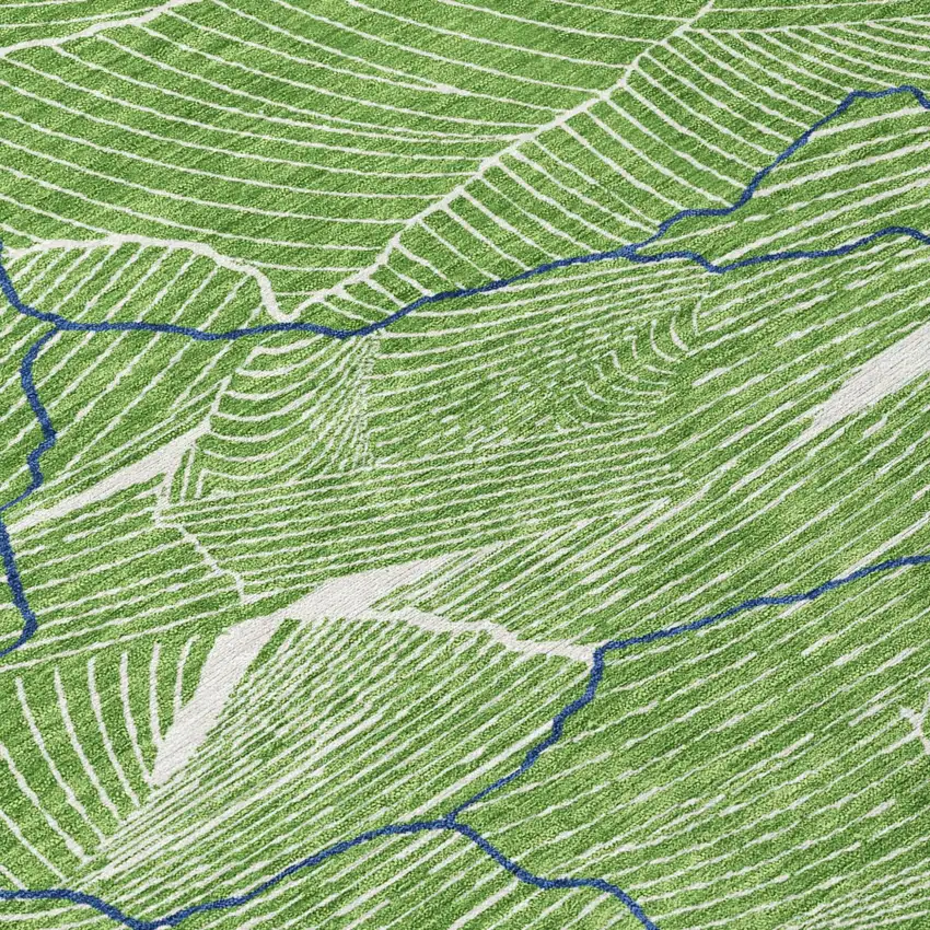 Green Blue And Ivory Abstract Washable Indoor Outdoor Area Rug Photo 4