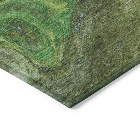 Green Blue And Ivory Abstract Washable Indoor Outdoor Area Rug Photo 4