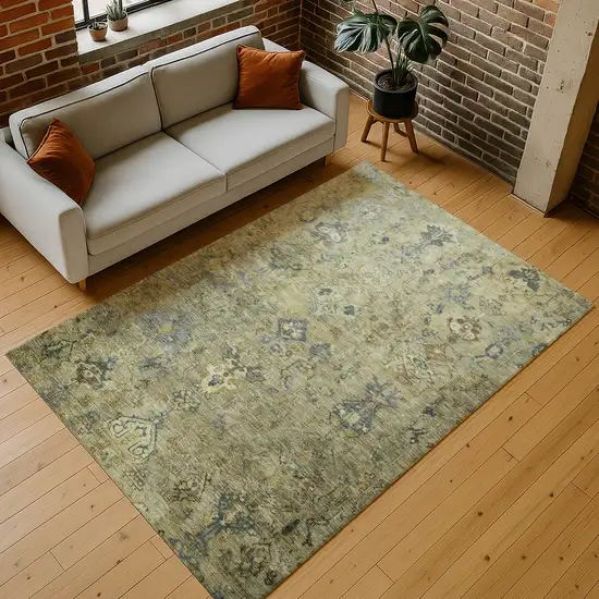 Green Blue And Ivory Medallion Washable Indoor Outdoor Area Rug Photo 9