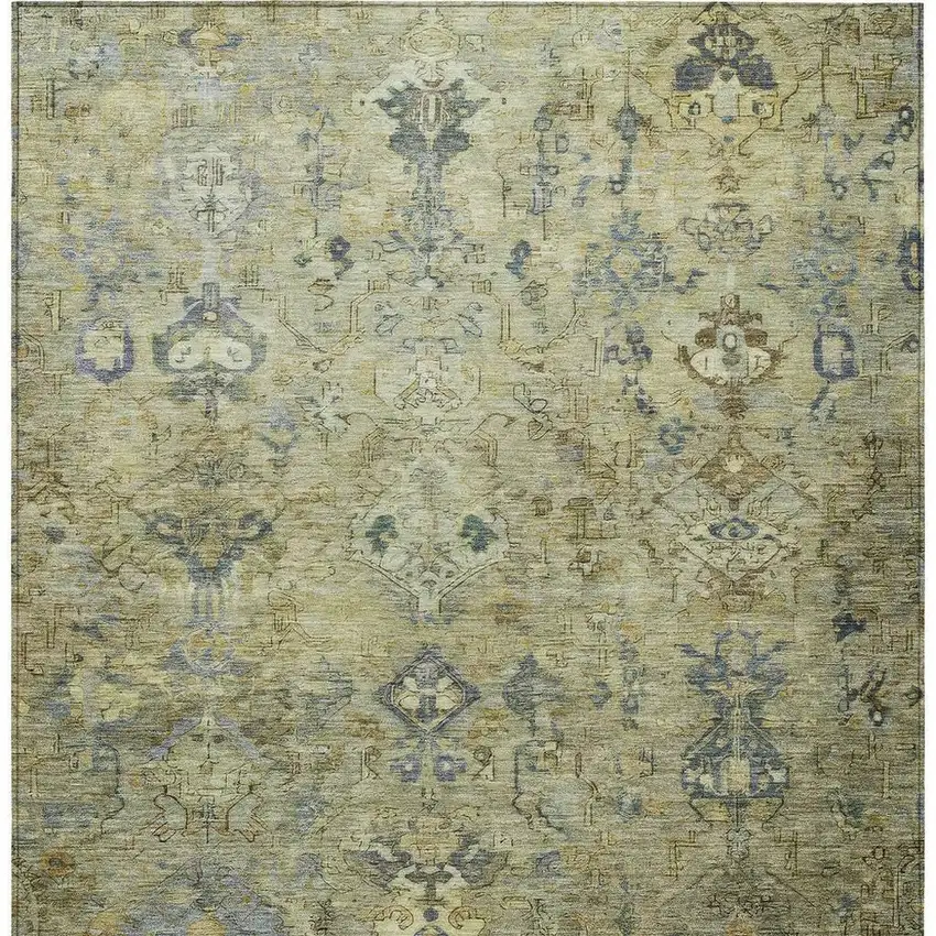 Green Blue And Ivory Medallion Washable Indoor Outdoor Area Rug Photo 6