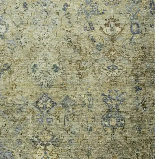 Green Blue And Ivory Medallion Washable Indoor Outdoor Area Rug Photo 7