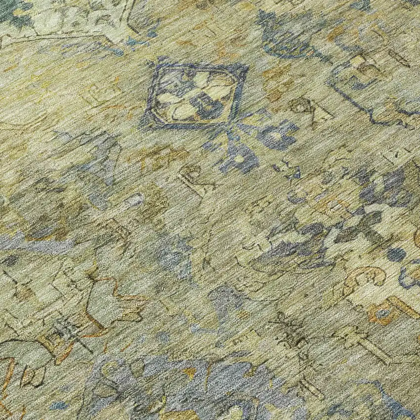 Green Blue And Ivory Medallion Washable Indoor Outdoor Area Rug Photo 8