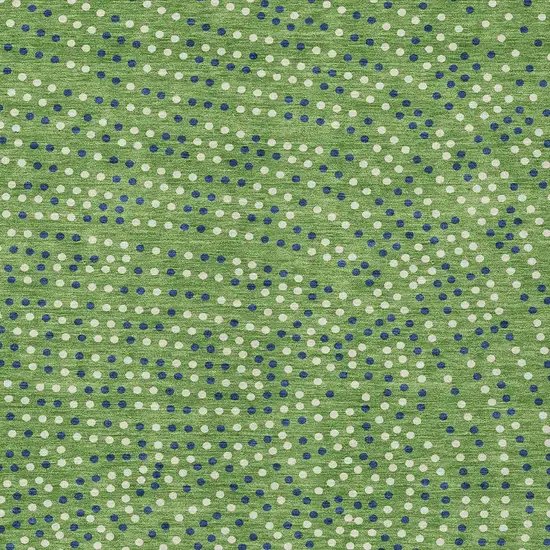 Green Blue And Ivory Polka Dot Washable Indoor Outdoor Area Rug Photo 7