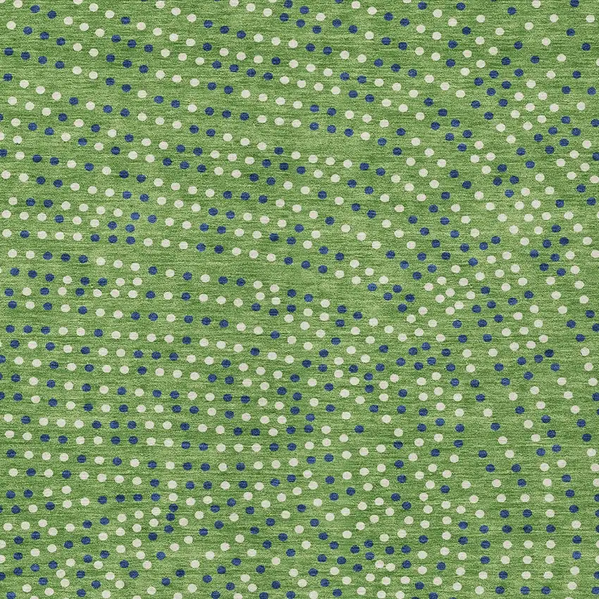 Green Blue And Ivory Polka Dot Washable Indoor Outdoor Area Rug Photo 7