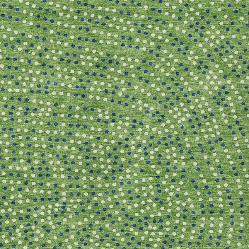 Green Blue And Ivory Polka Dot Washable Indoor Outdoor Area Rug Photo 7