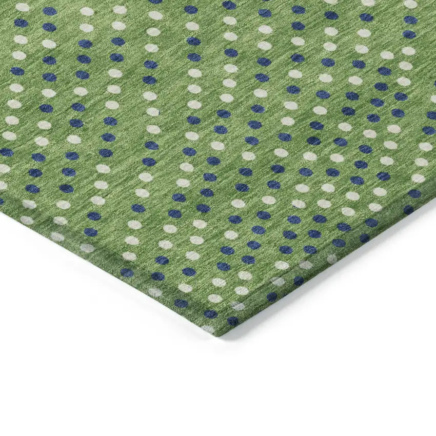 Green Blue And Ivory Polka Dot Washable Indoor Outdoor Area Rug Photo 5