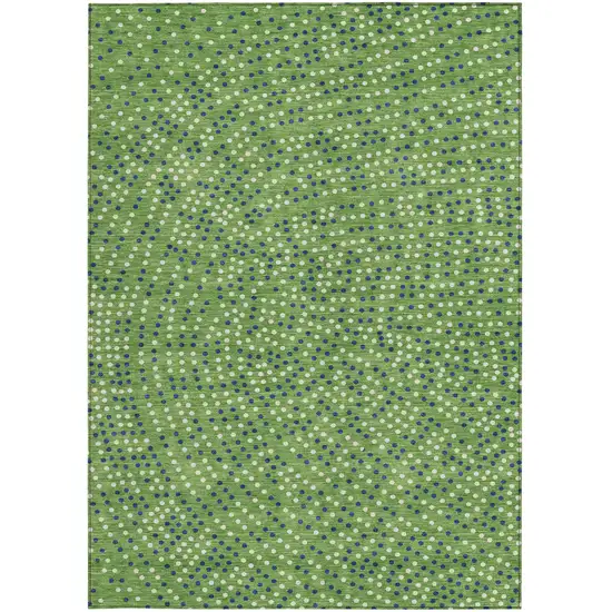 Green Blue And Ivory Polka Dot Washable Indoor Outdoor Area Rug Photo 8