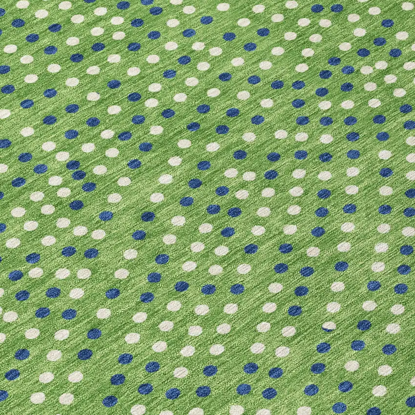 Green Blue And Ivory Polka Dot Washable Indoor Outdoor Area Rug Photo 6