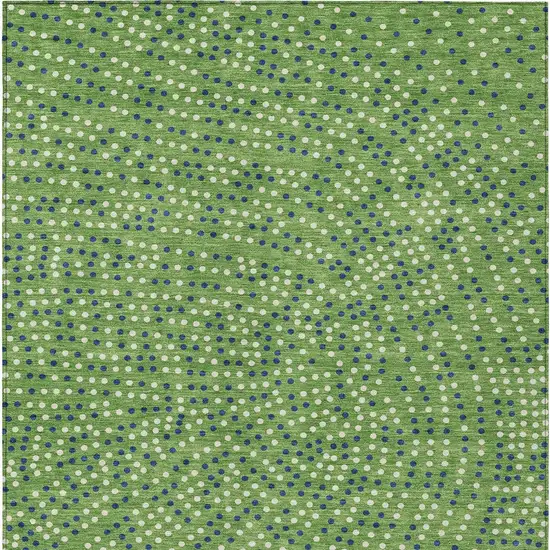 Green Blue And Ivory Polka Dot Washable Indoor Outdoor Area Rug Photo 7