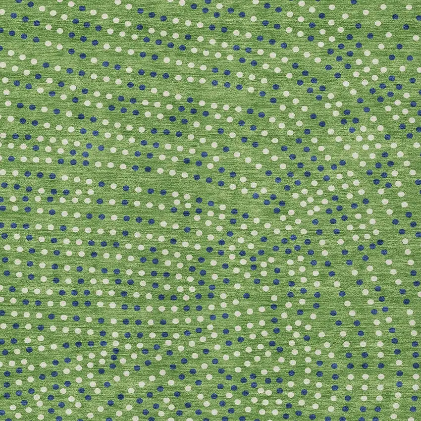 Green Blue And Ivory Polka Dot Washable Indoor Outdoor Area Rug Photo 7