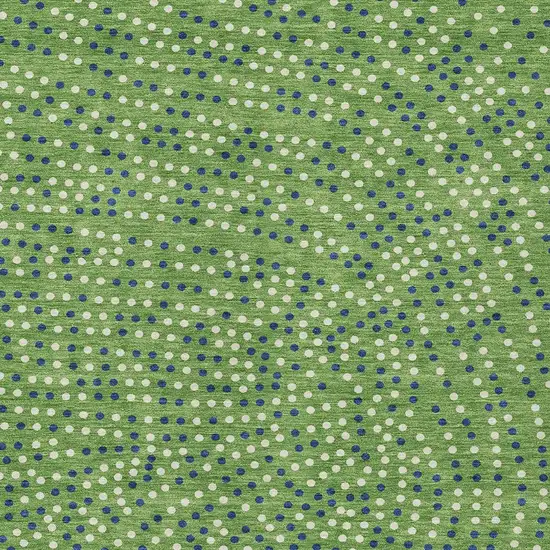 Green Blue And Ivory Polka Dot Washable Indoor Outdoor Area Rug Photo 7